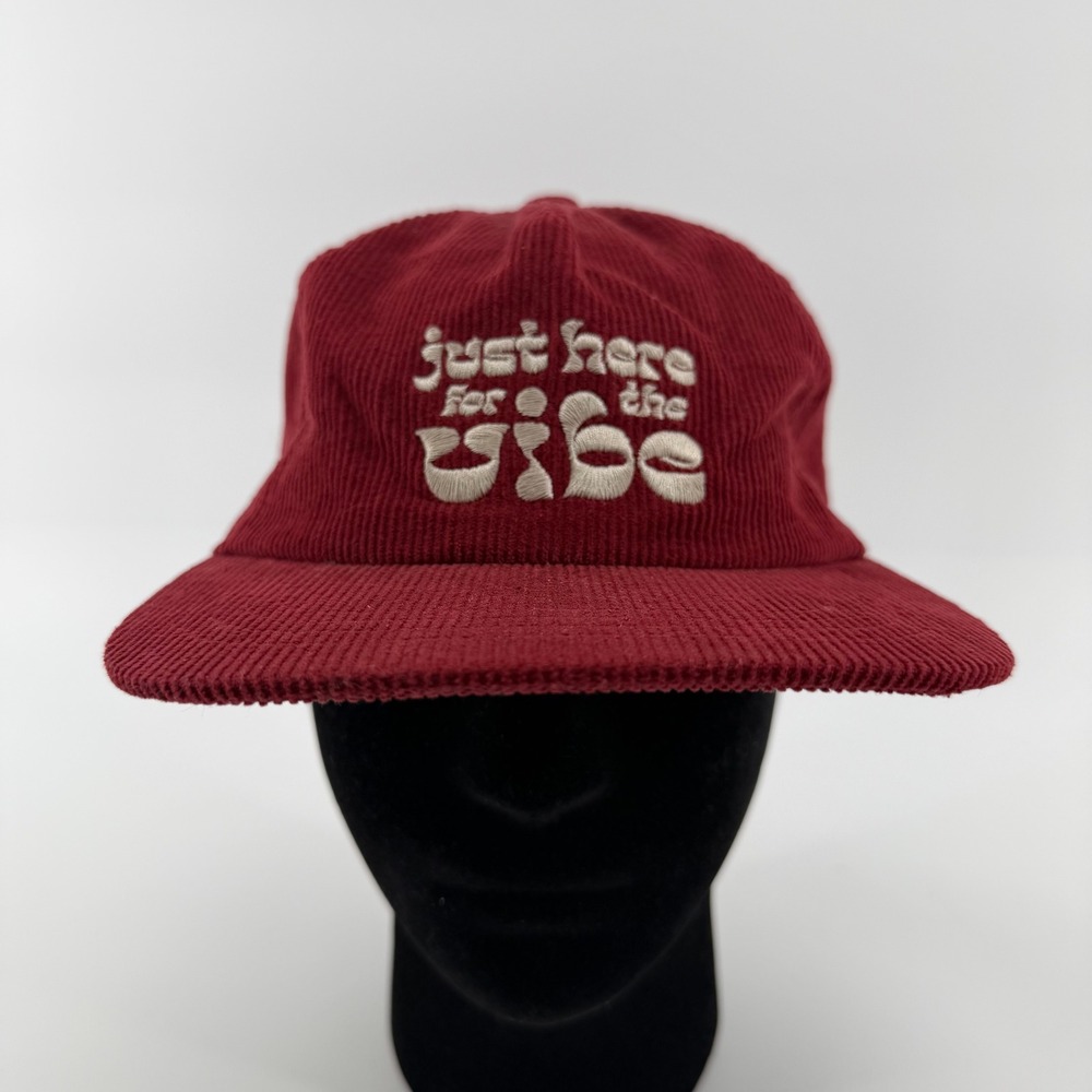 Flylow Snapback Hat Unisex OSFM Burgundy Corduroy Just Here For The Vibe Cap Ski